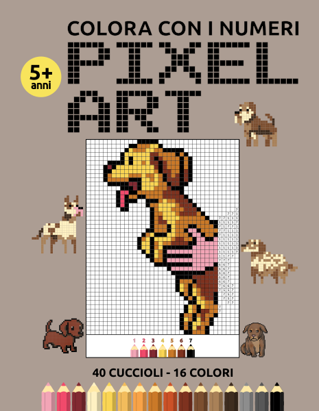 copertina del libro colora con i numeri in pixel art