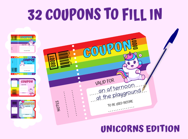 cover of the book 32 coupons unicorns