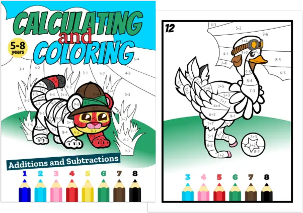 inside of the book Calculate and Color - coloring book for children