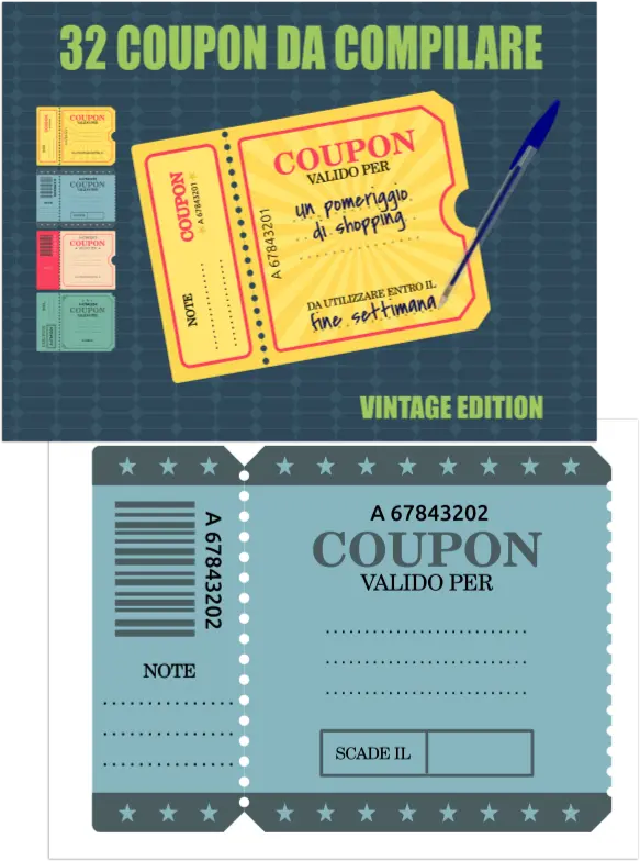 interno del libro da colorare - coupon in bianco da compilare