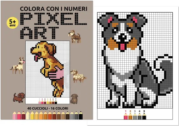 interno del libro da colorare per bambini in pixel art - Colora con i numeri