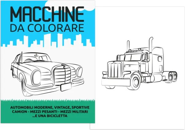 interno del libro da colorare per adulti e bambini - macchine da colorare