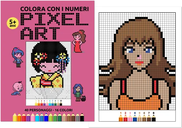 interno del libro da colorare per bambini in pixel art - Colora con i numeri