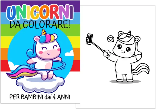 interno del libro da colorare per bambini - Unicorni da colorare